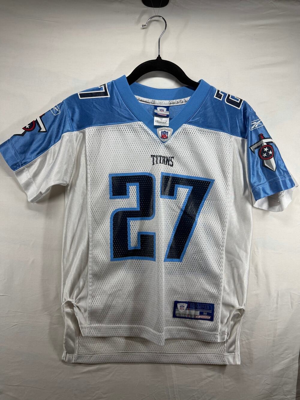 Reebok Eddie George #27 Tennessee Titans White Youth M Jersey